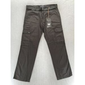Vintage Koman Cargo Pants‎ Mens 36x34 Relaxed Straight Gray Belted Y2K Skater